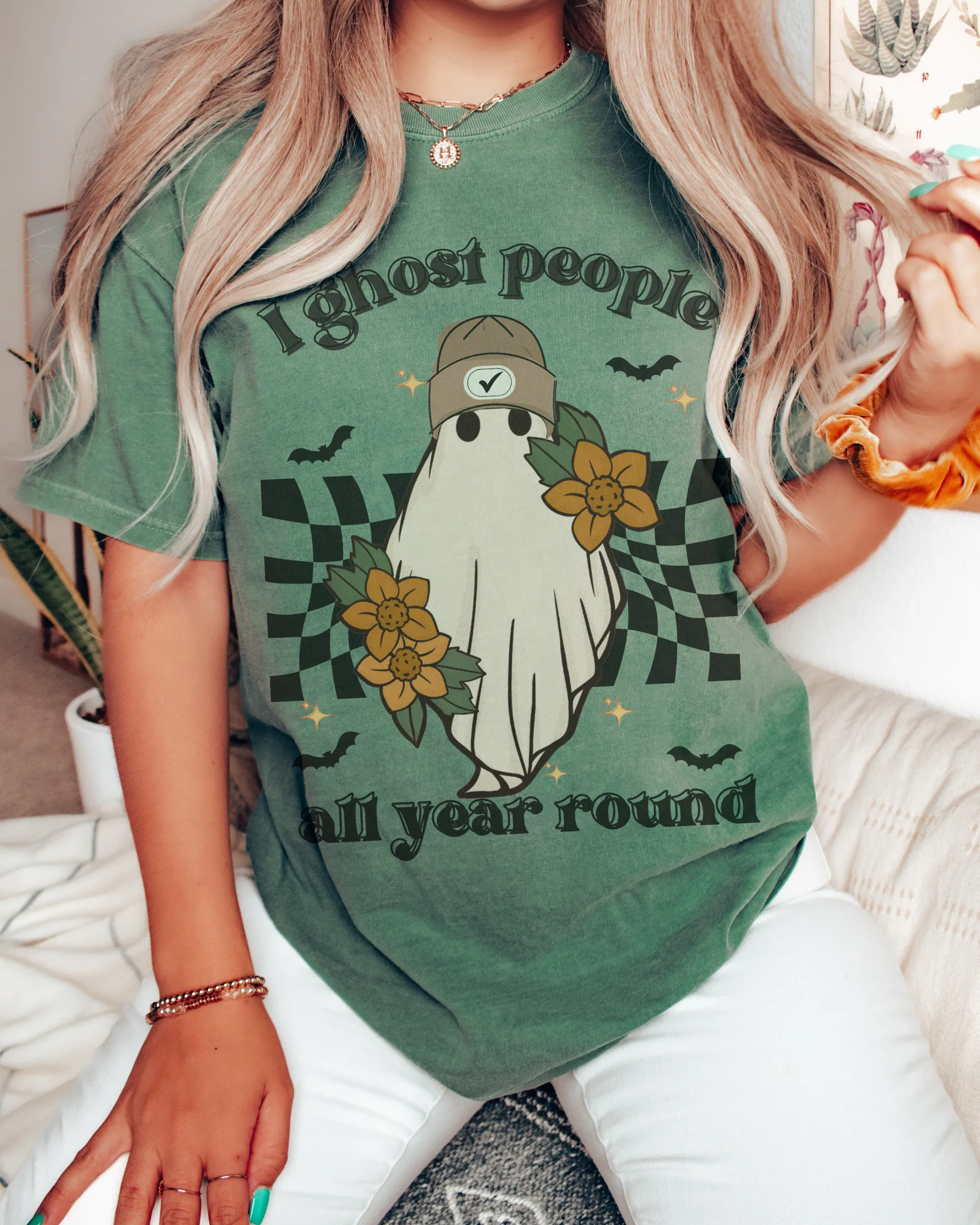 Funny Halloween Comfort Colors® T-Shirt, Women's I Ghost People All Year Round Funny T-Shirt