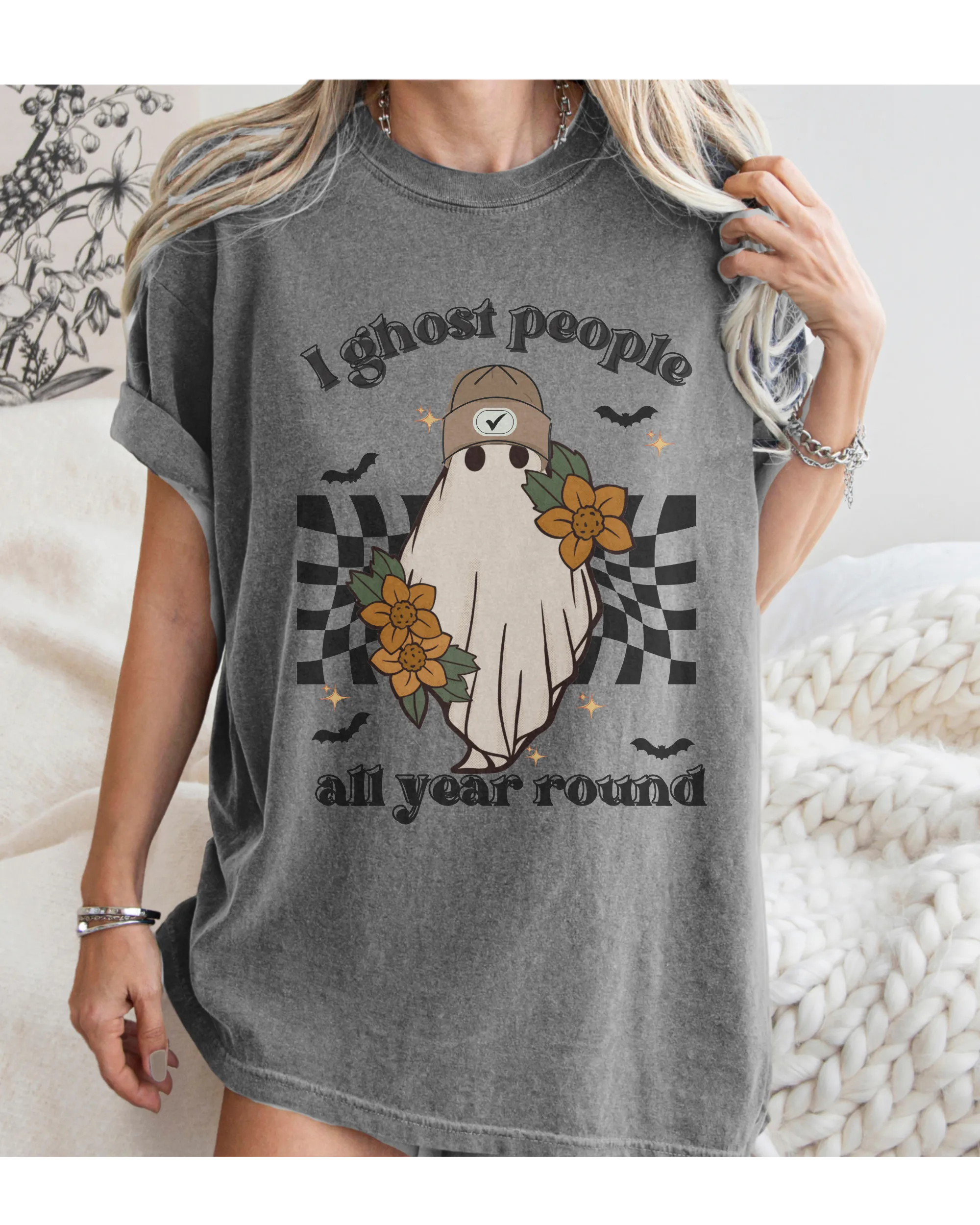 Funny Halloween Comfort Colors® T-Shirt, Women's I Ghost People All Year Round Funny T-Shirt