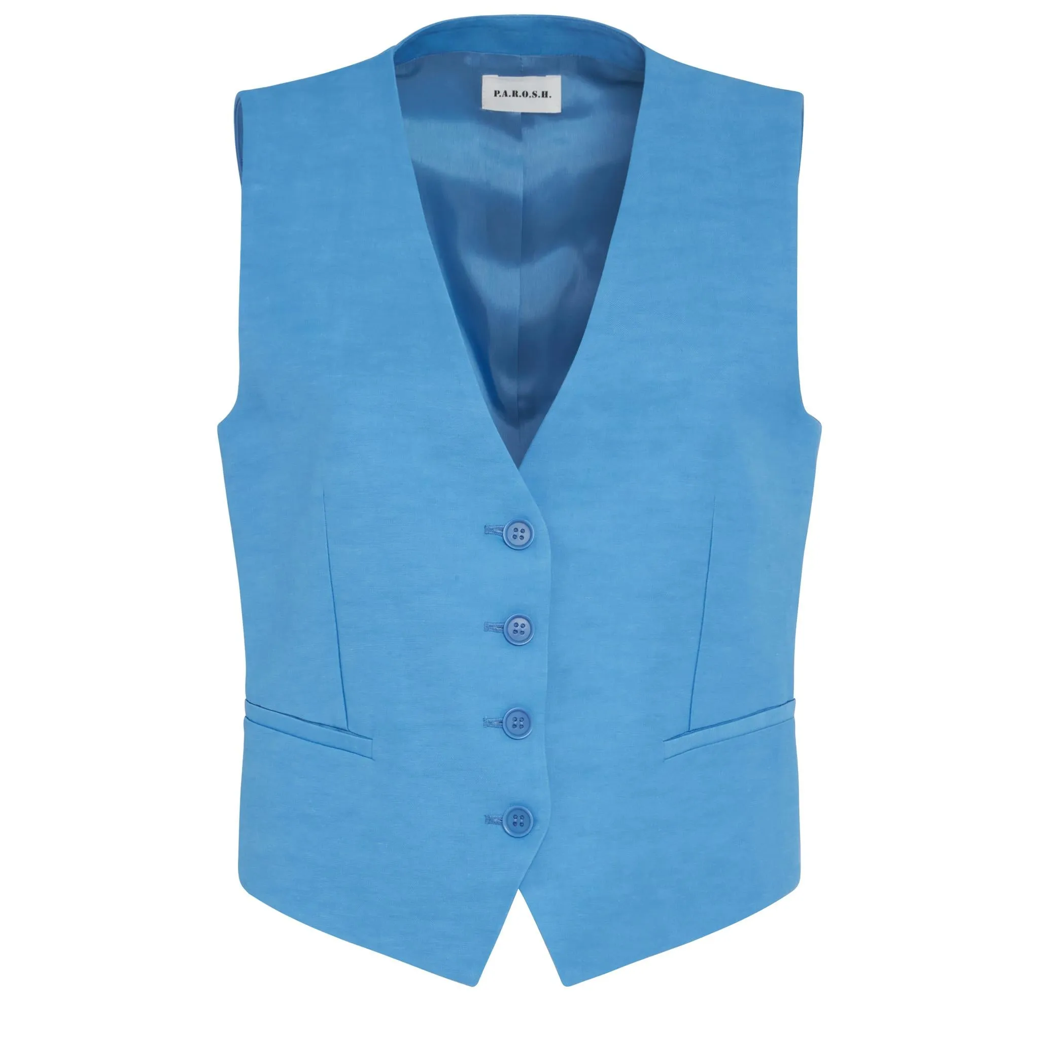 Gilet in lino azzurro