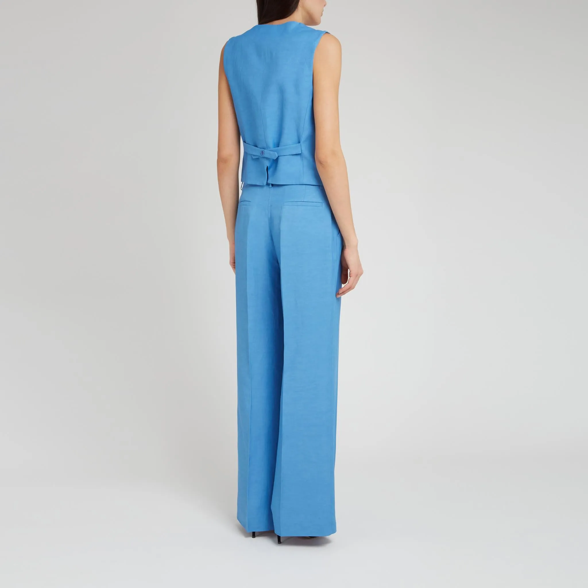 Gilet in lino azzurro