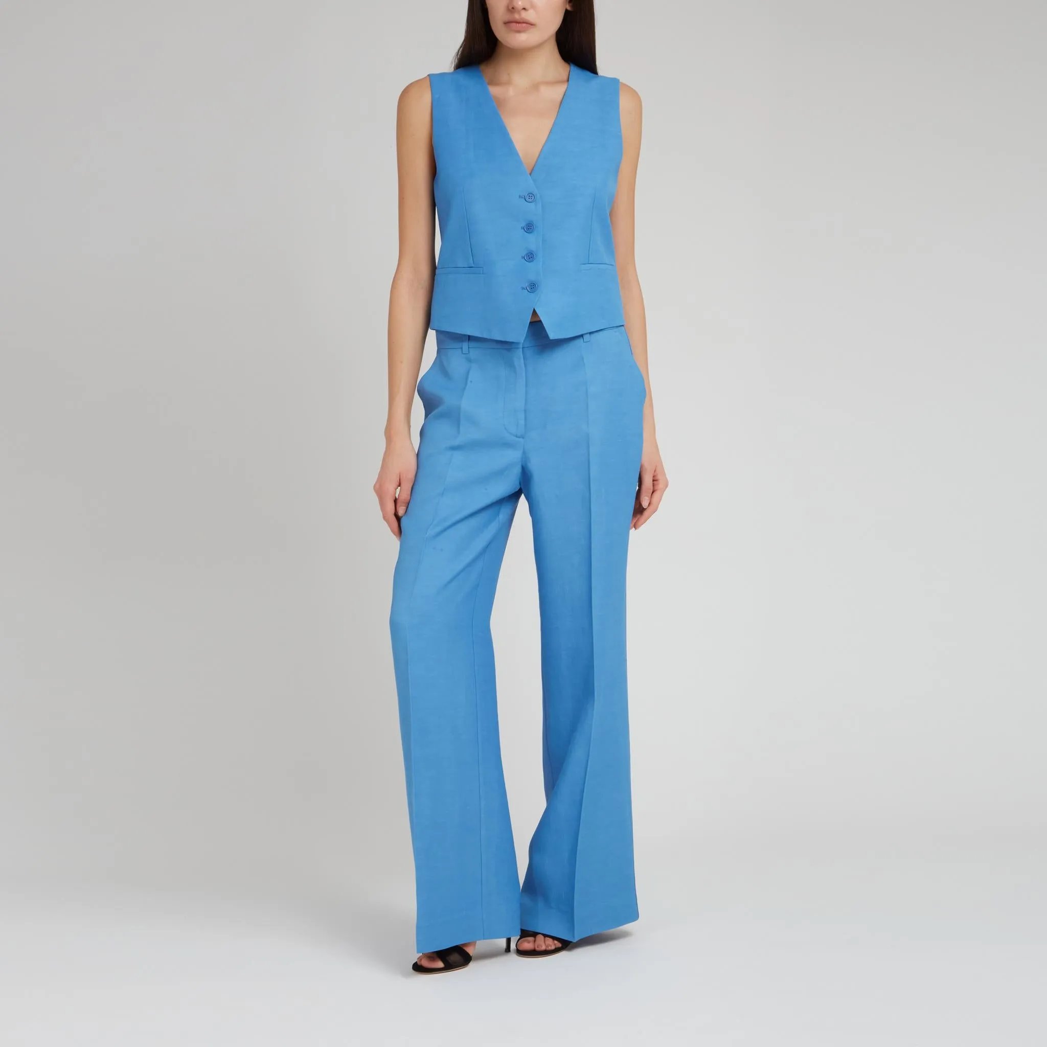 Gilet in lino azzurro