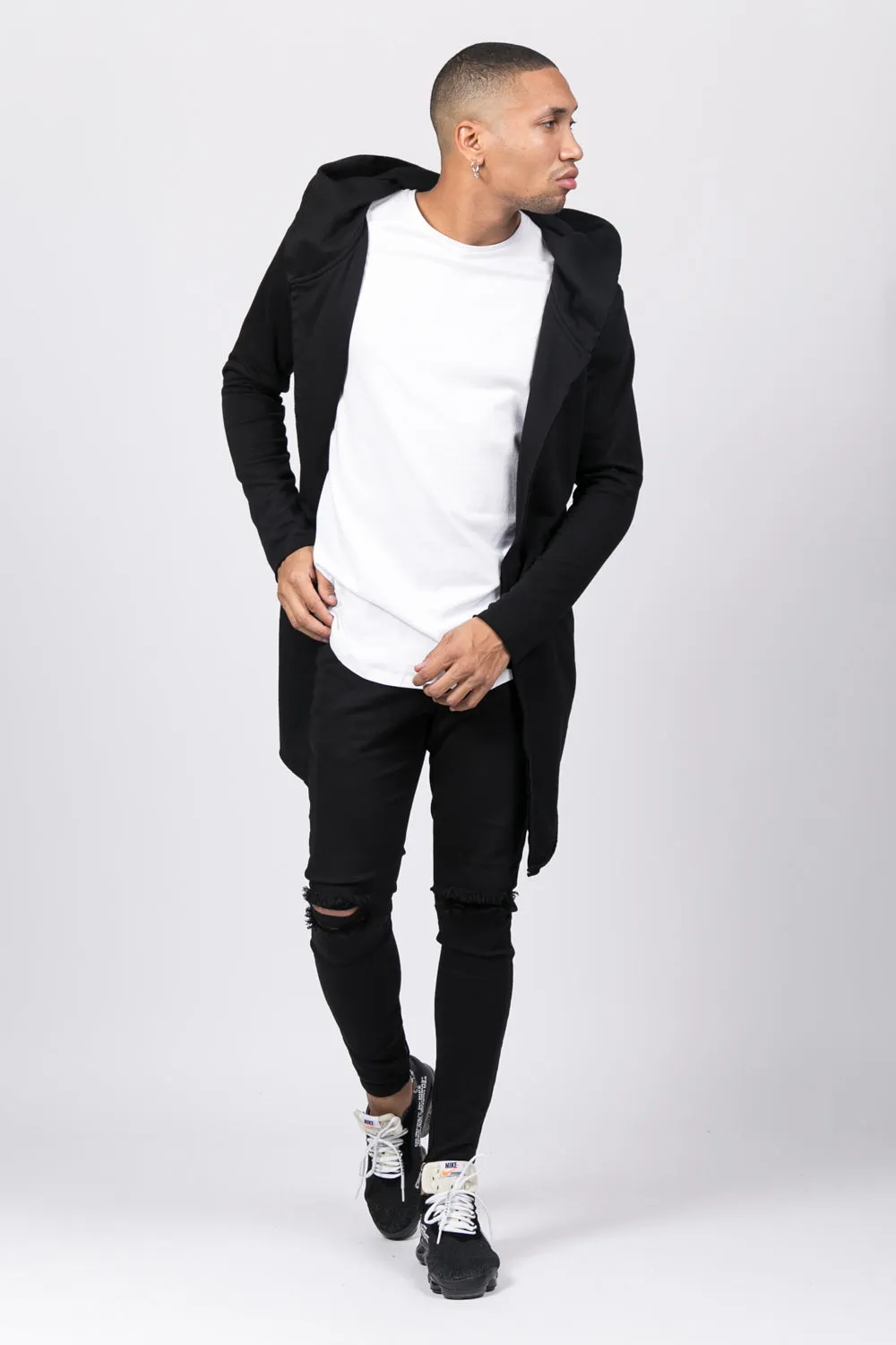 Gilet long capuche noir cv139254