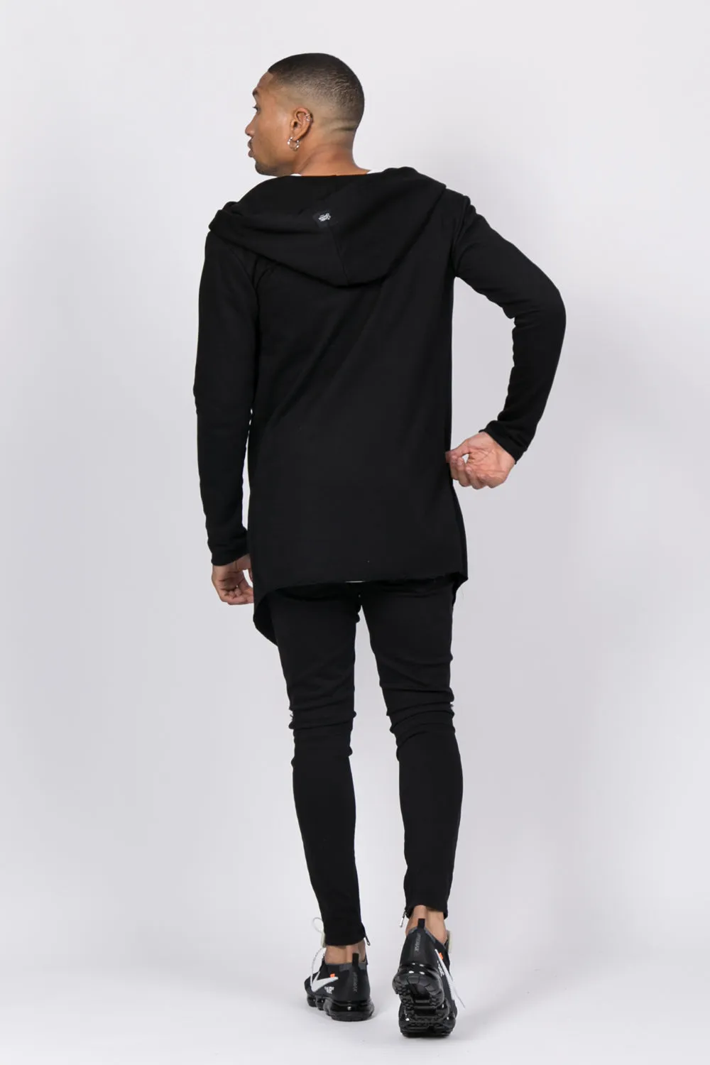 Gilet long capuche noir cv139254
