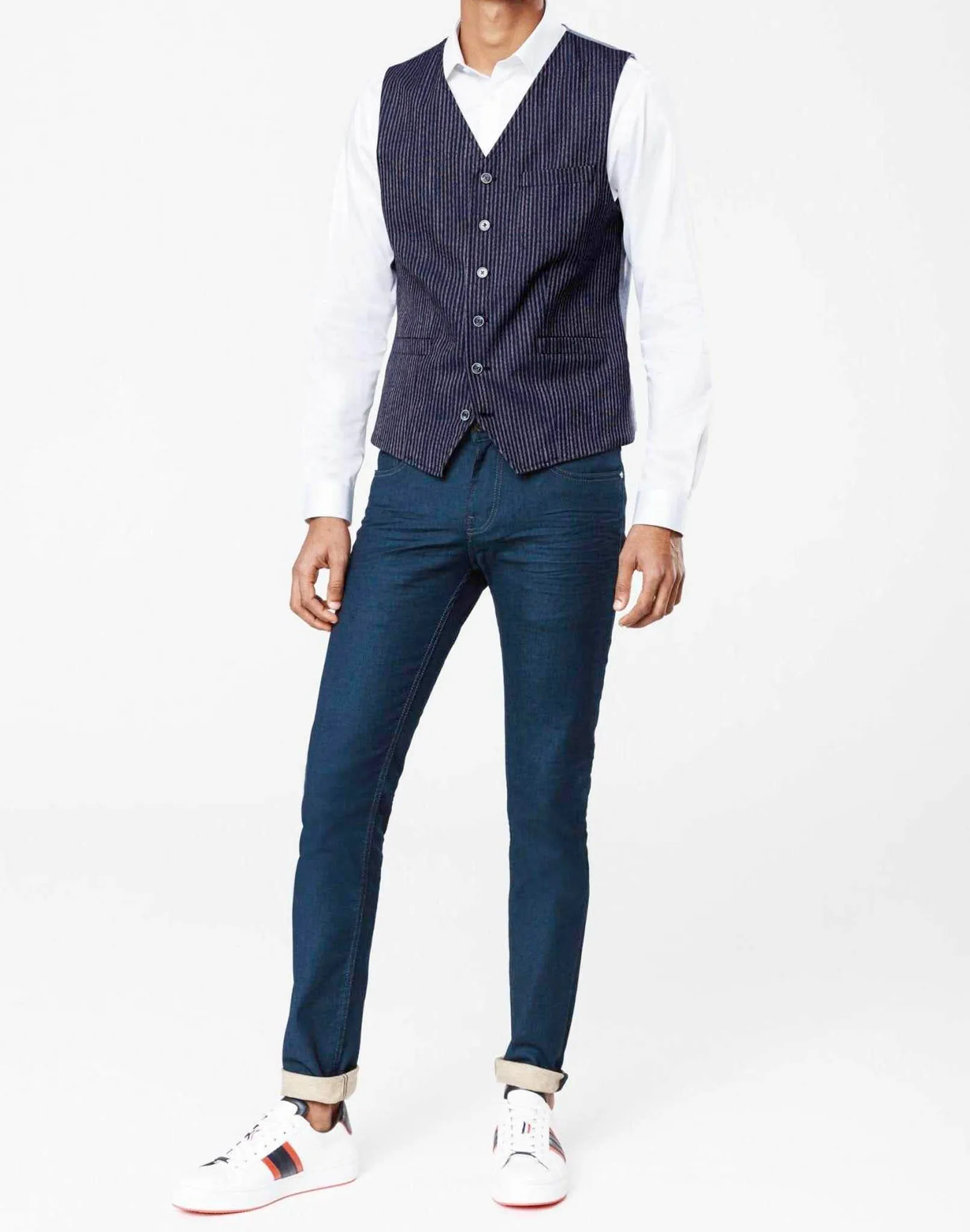 Gilet rayé bleu marine