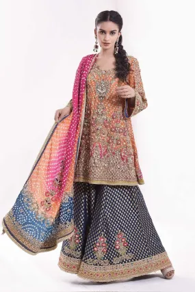 Girls Wedding Party Gharara in Pink Color #Y2015