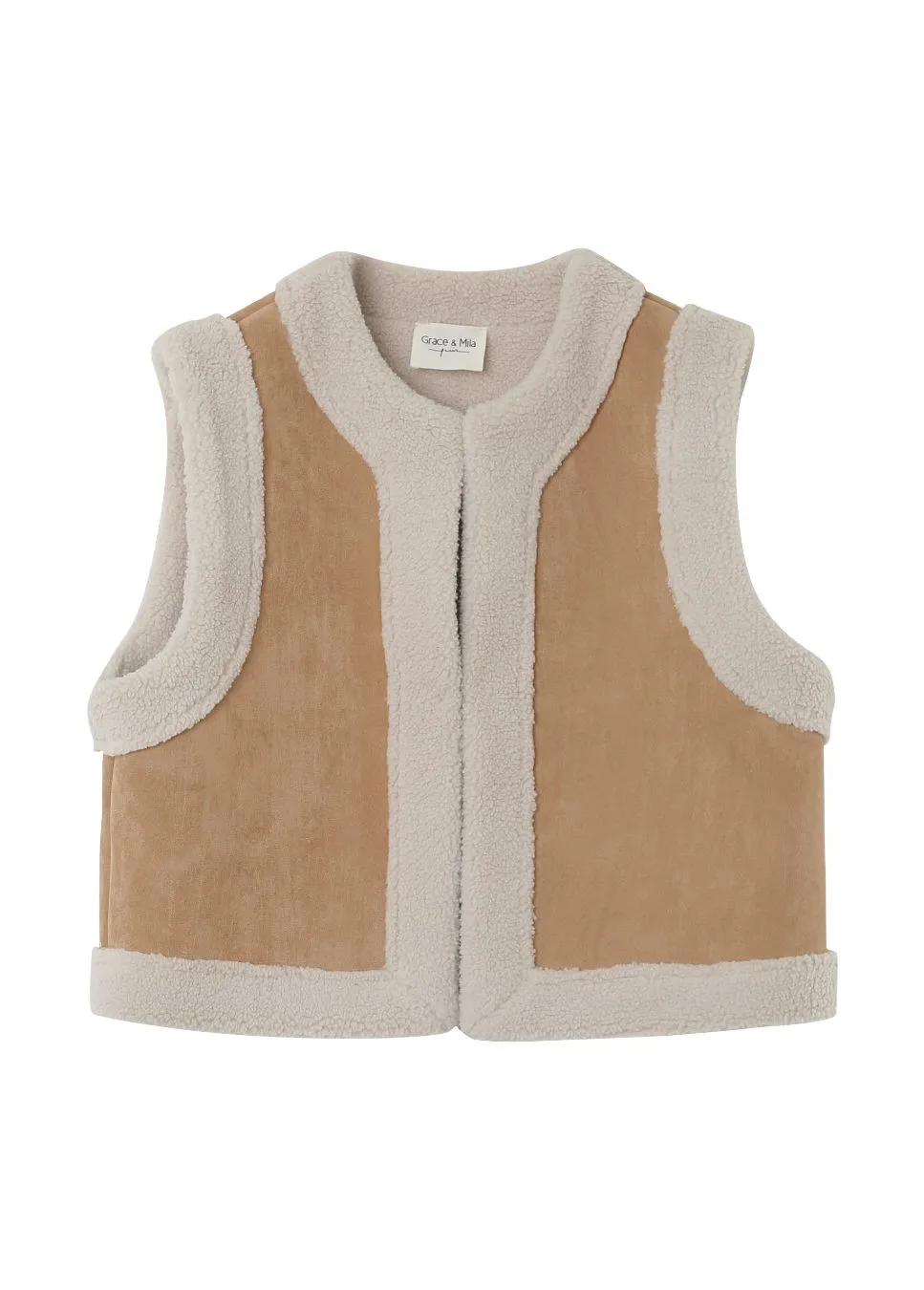 Grace & Mila Noe gilet suede imitatieschaap Beige