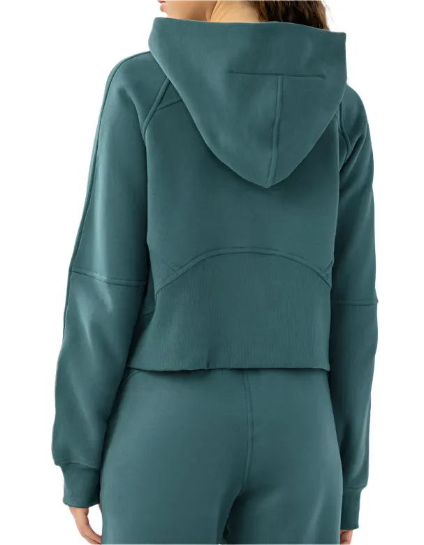 Half-Zip Fleece Hoodie - Green