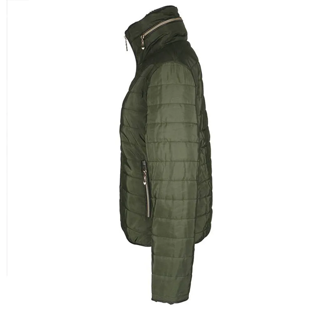 Han Ton Women's Waist Length Concealed Hood Lined Quilted Puffer Jacket Coat