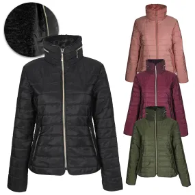 Han Ton Women's Waist Length Concealed Hood Lined Quilted Puffer Jacket Coat