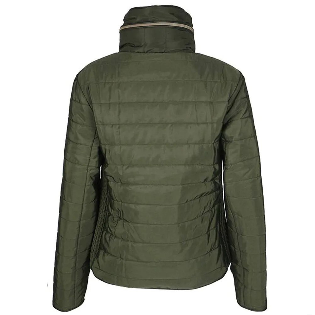 Han Ton Women's Waist Length Concealed Hood Lined Quilted Puffer Jacket Coat
