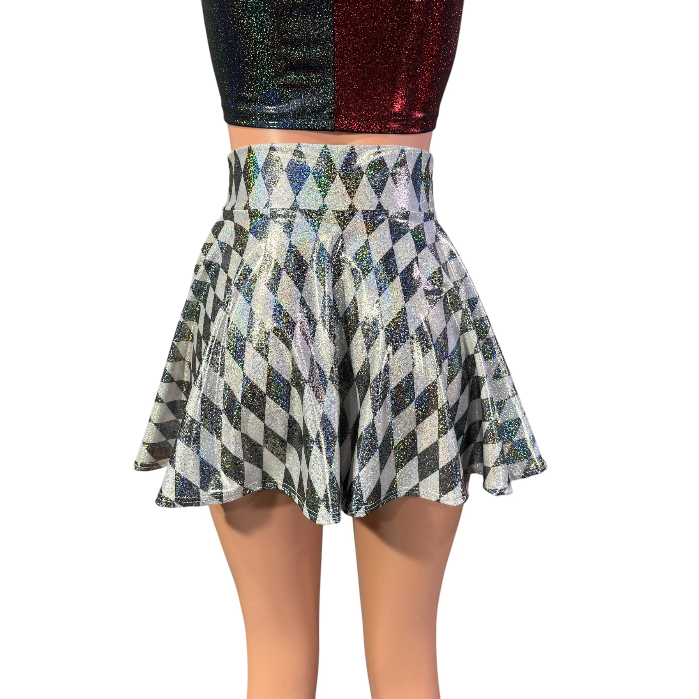 Harlequin Holographic Diamond Skater Skirt
