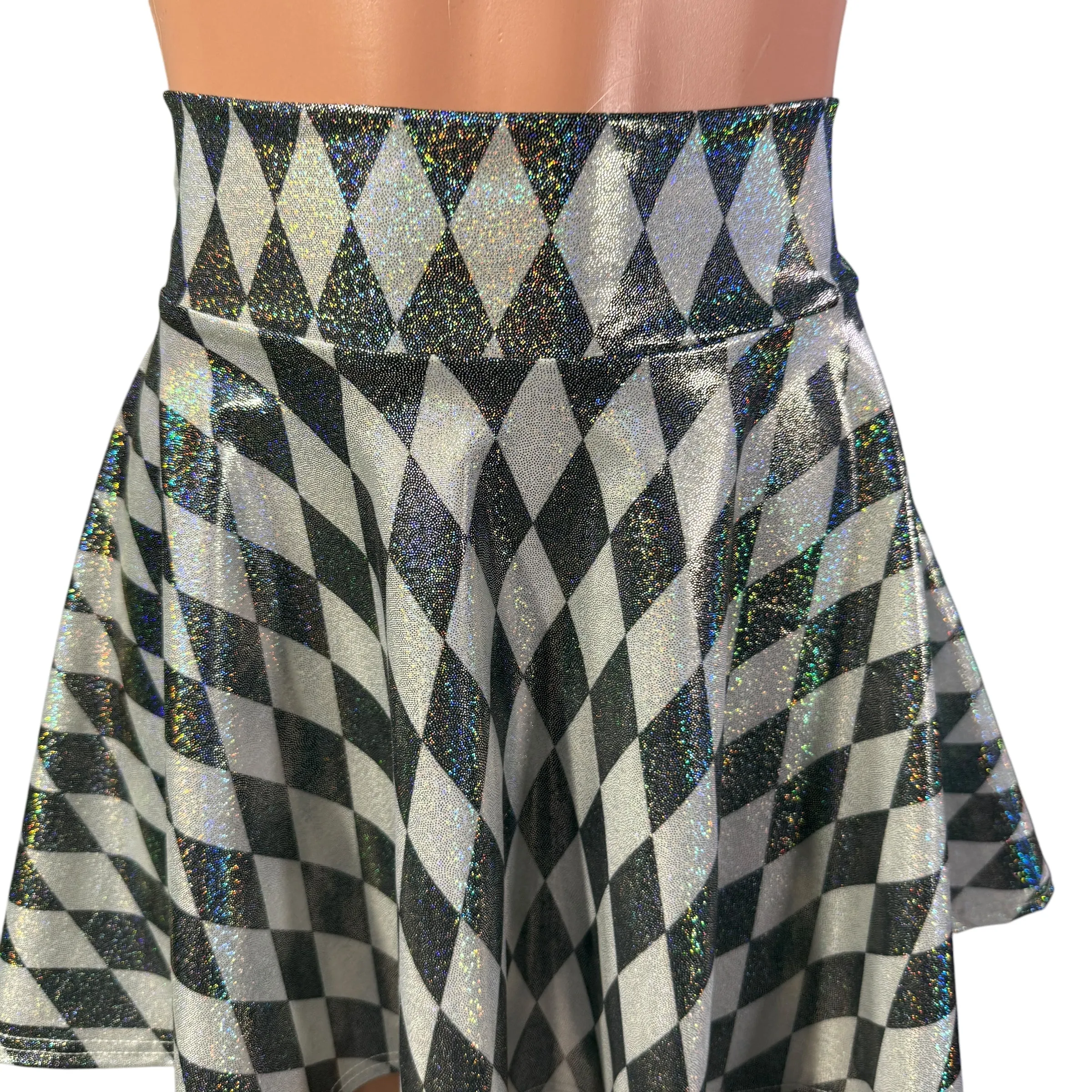 Harlequin Holographic Diamond Skater Skirt