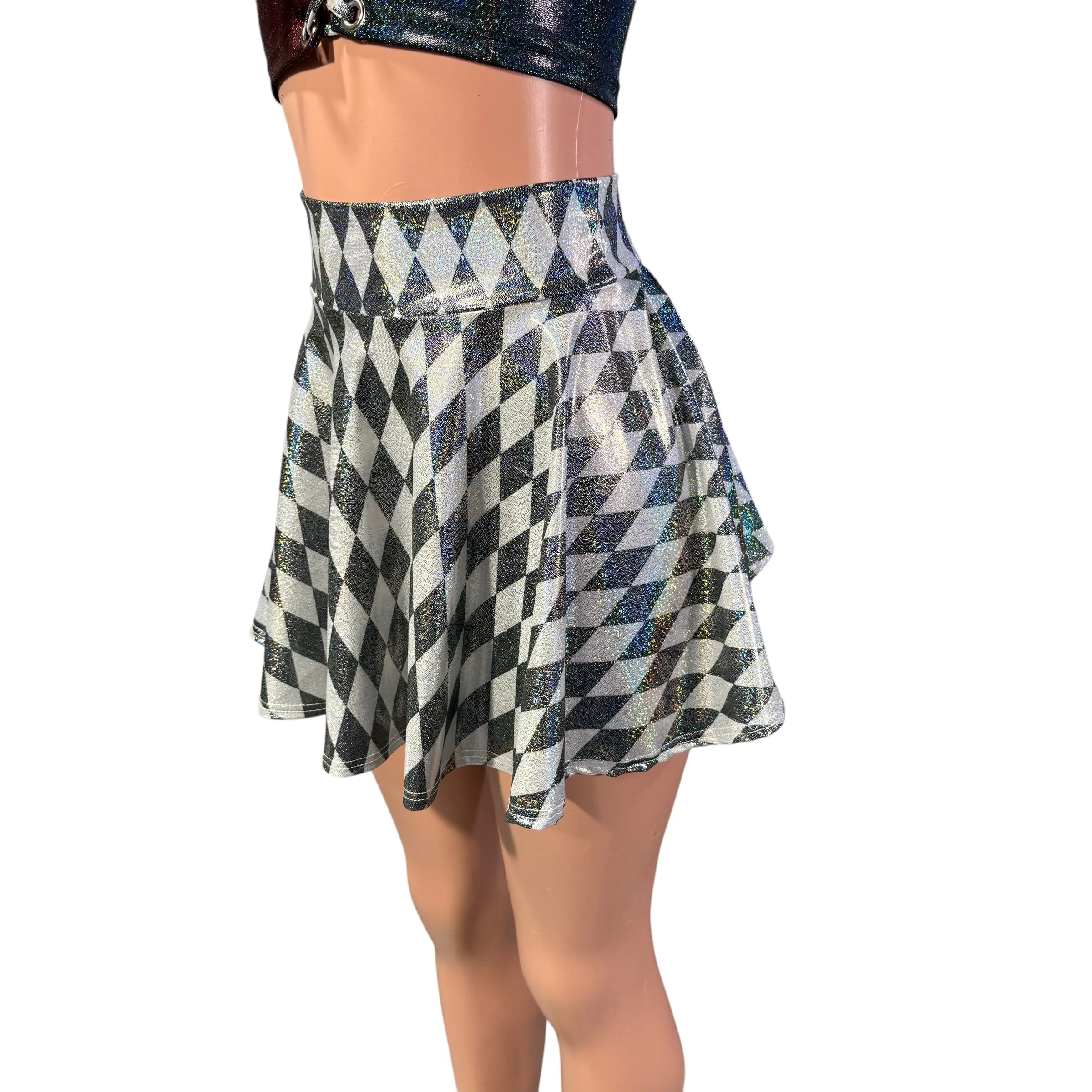 Harlequin Holographic Diamond Skater Skirt