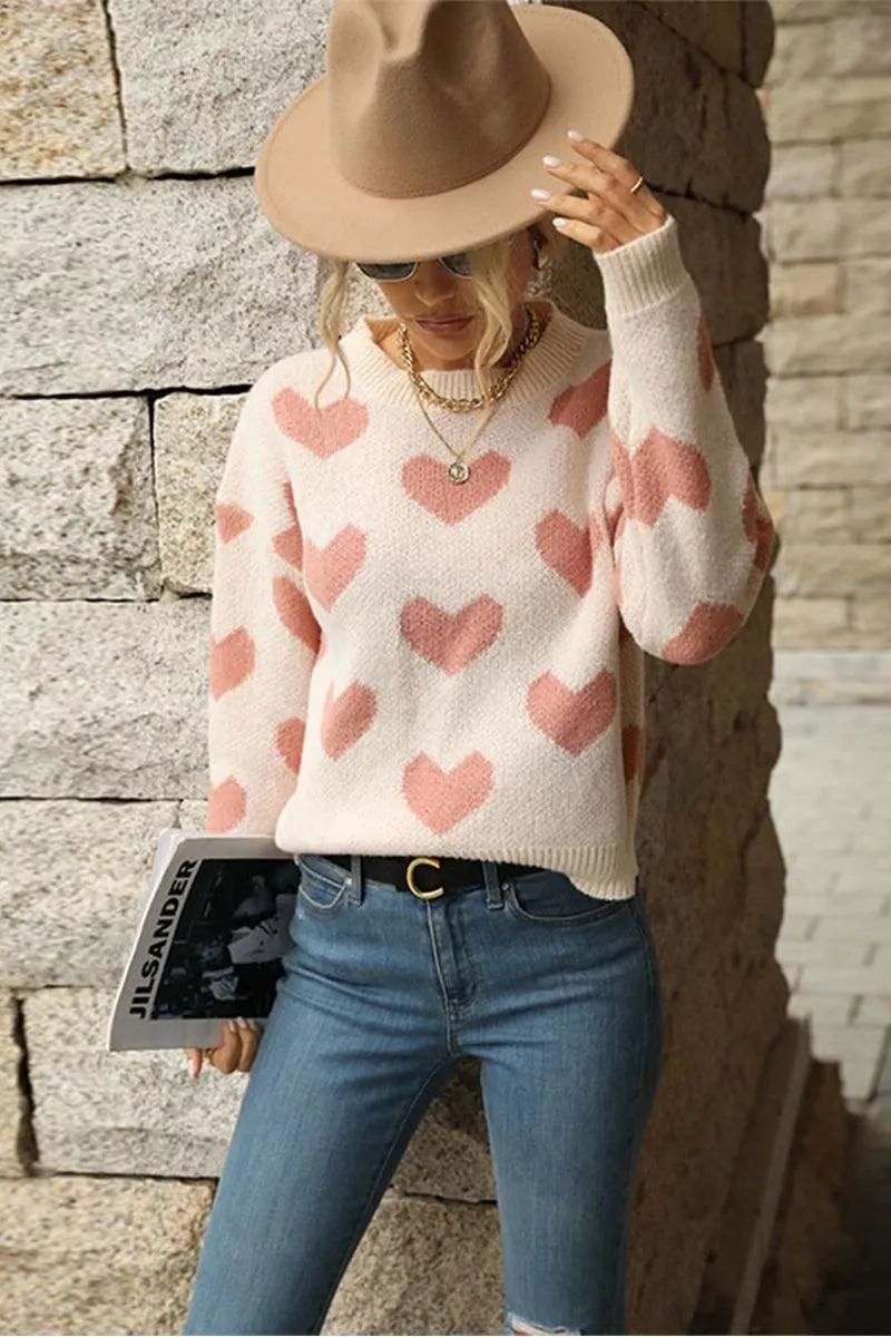 HEART PRINTING WARM CUTE SWEATER