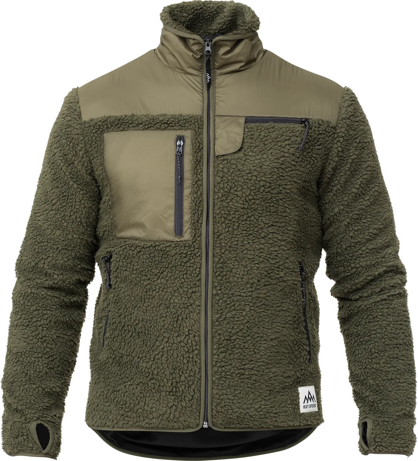 Heat Experience Unisex HeatX Heated Pile Fleece Olive Green | Buy Heat Experience Unisex HeatX Heated Pile Fleece Olive Green here | Outnorth