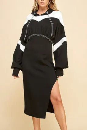 HOODED FASHION SWEATER DRESS