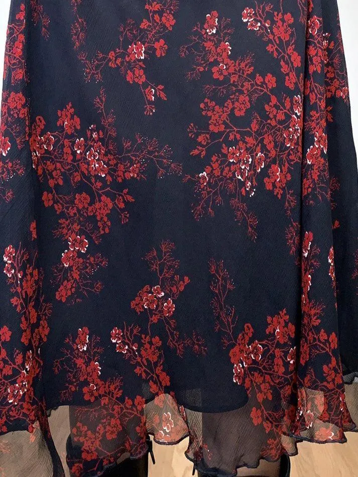Joskaa Mesh Paneled Floral Midi Skirt