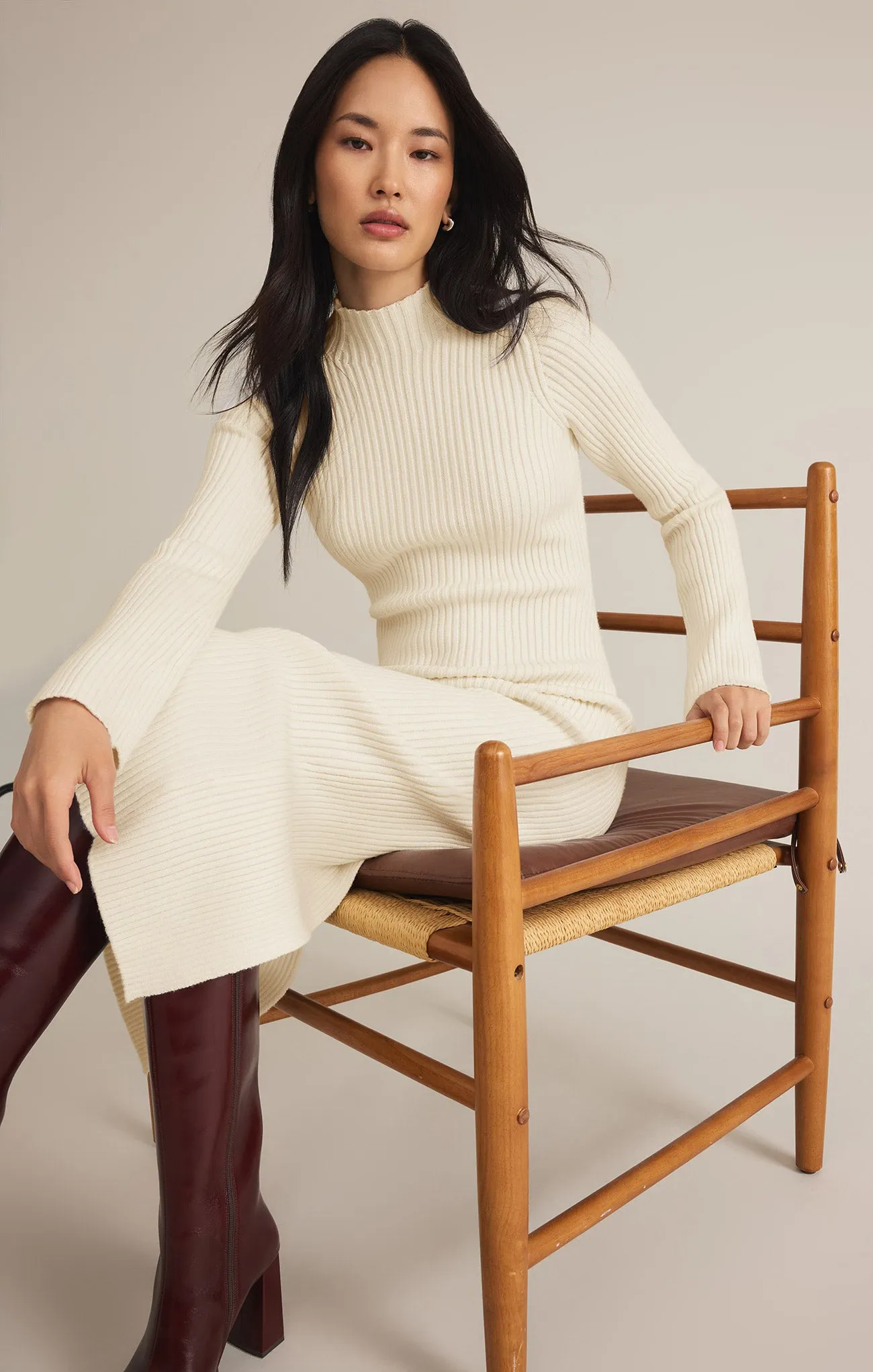 Kass Mock Neck Sweater Midi Dress