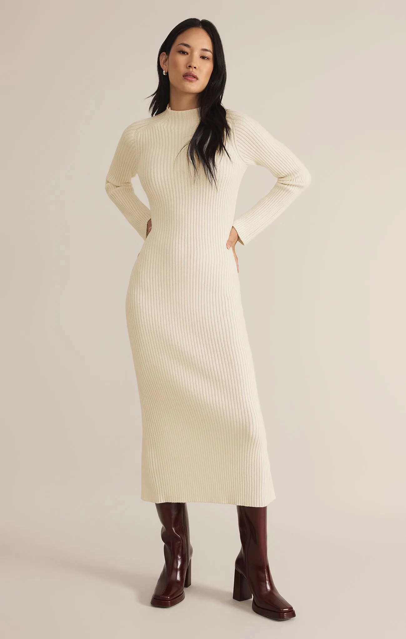Kass Mock Neck Sweater Midi Dress