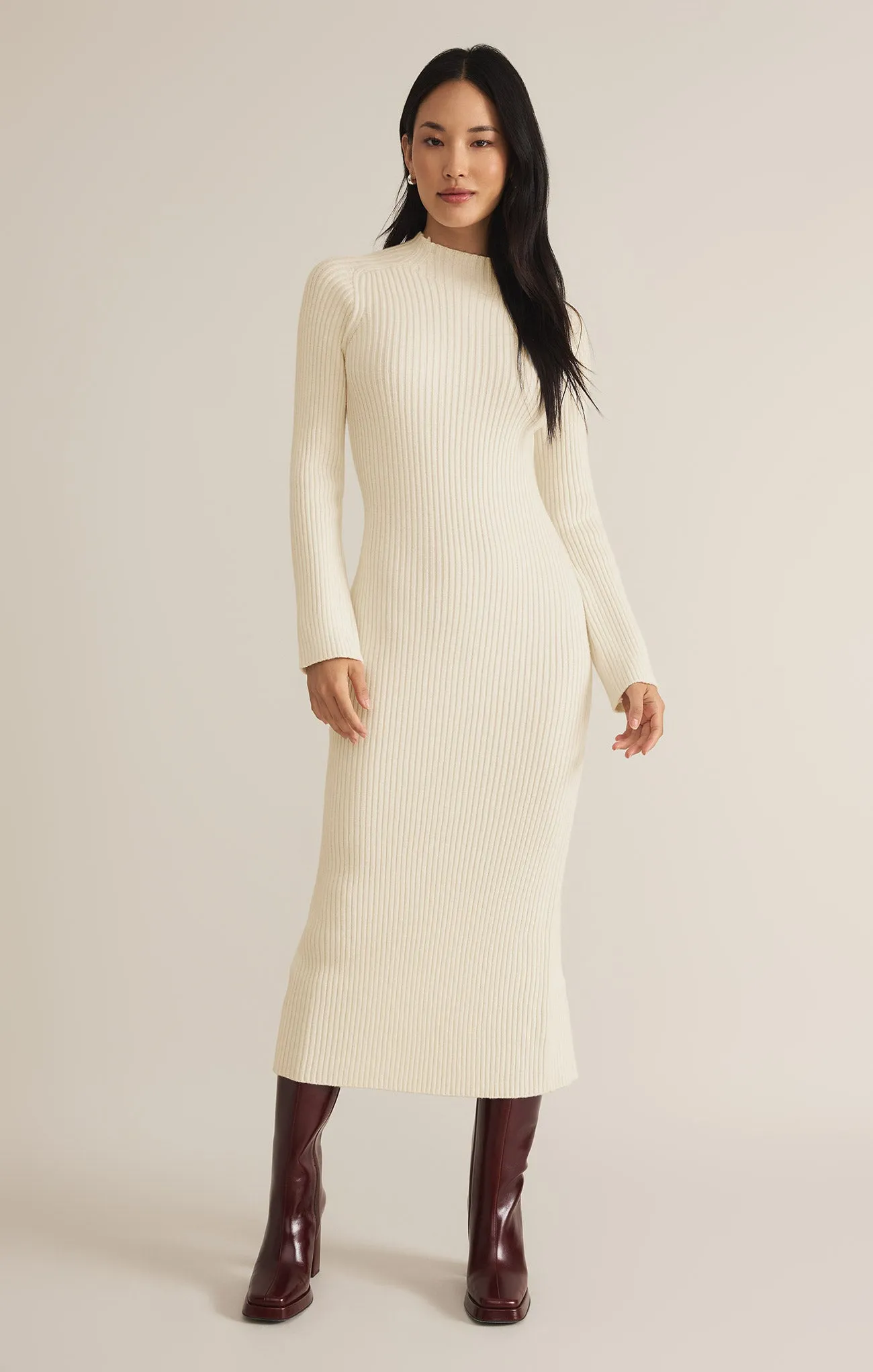 Kass Mock Neck Sweater Midi Dress