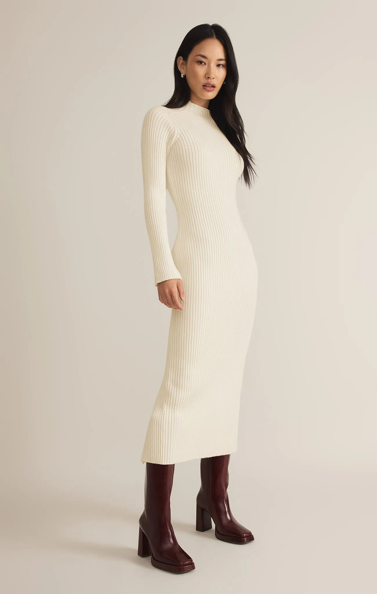 Kass Mock Neck Sweater Midi Dress