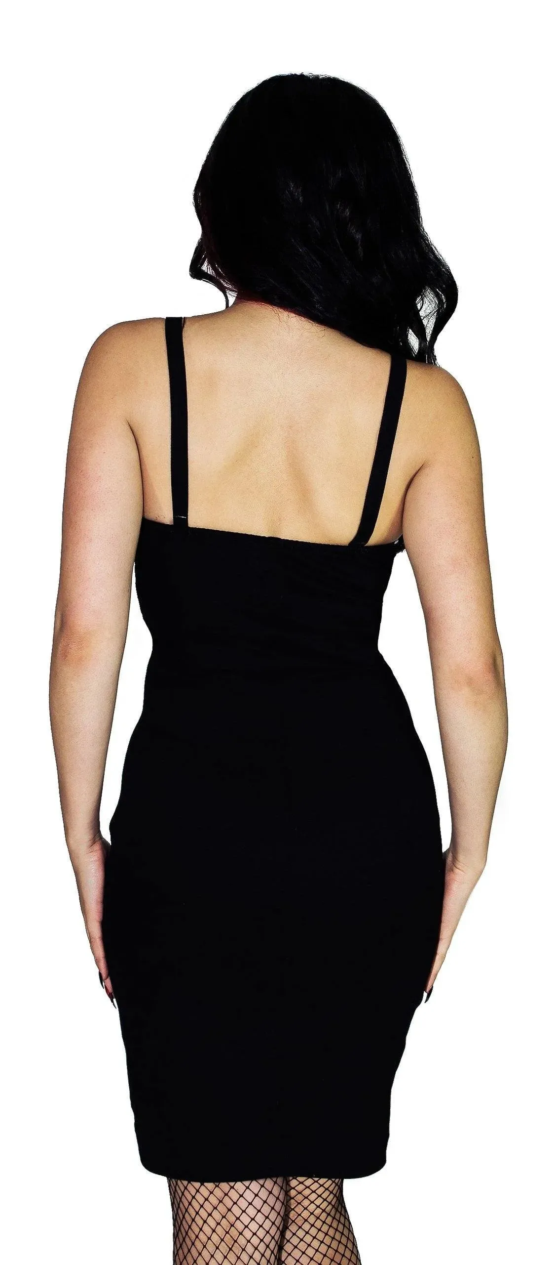 Lace-up Ribbon Black Mini Dress - Locasta