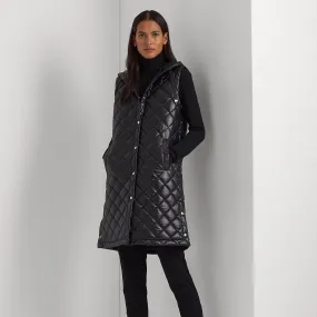Lauren Ralph Lauren Metallic Quilted Long Gilet Black