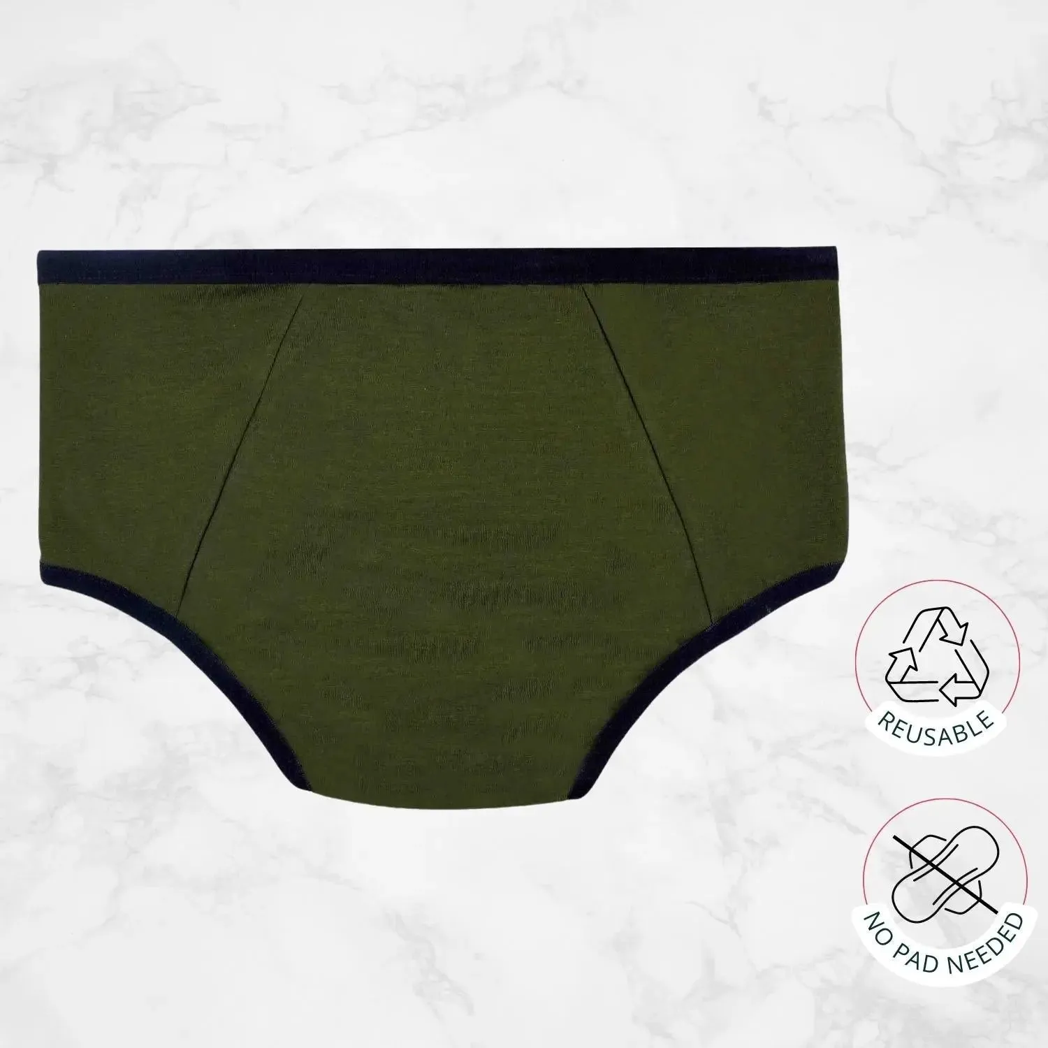 LEAKPROOF & REUSABLE PERIOD UNDERWEAR | RAINBOW BLUE PRINT & GREEN | ANTIMICROBIAL LINING | NO PAD NEEDED