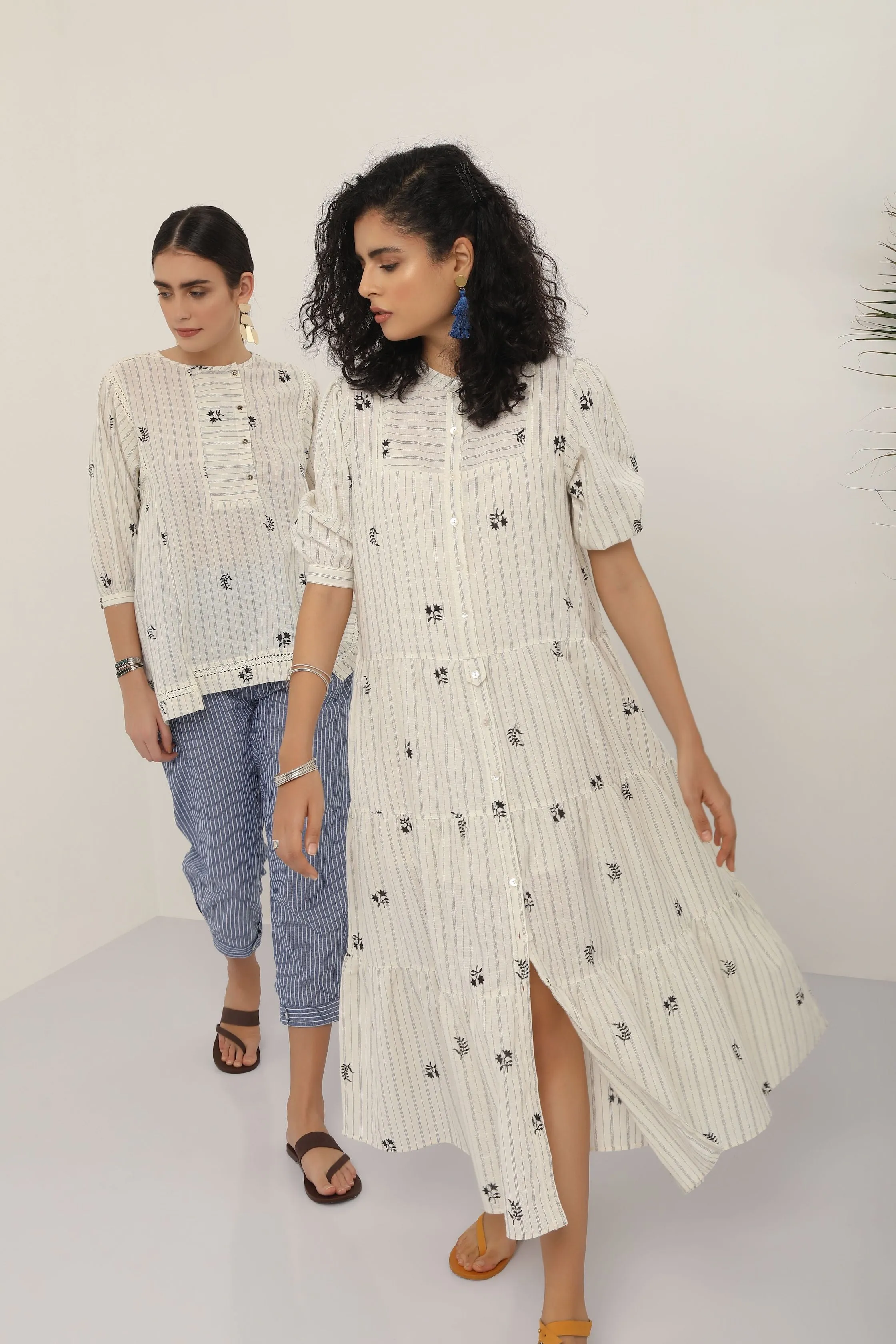 Lekha Dress - Black and White Block Print