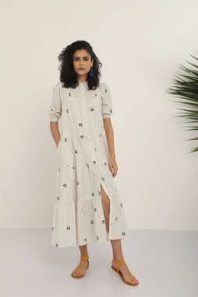 Lekha Dress - Black and White Block Print