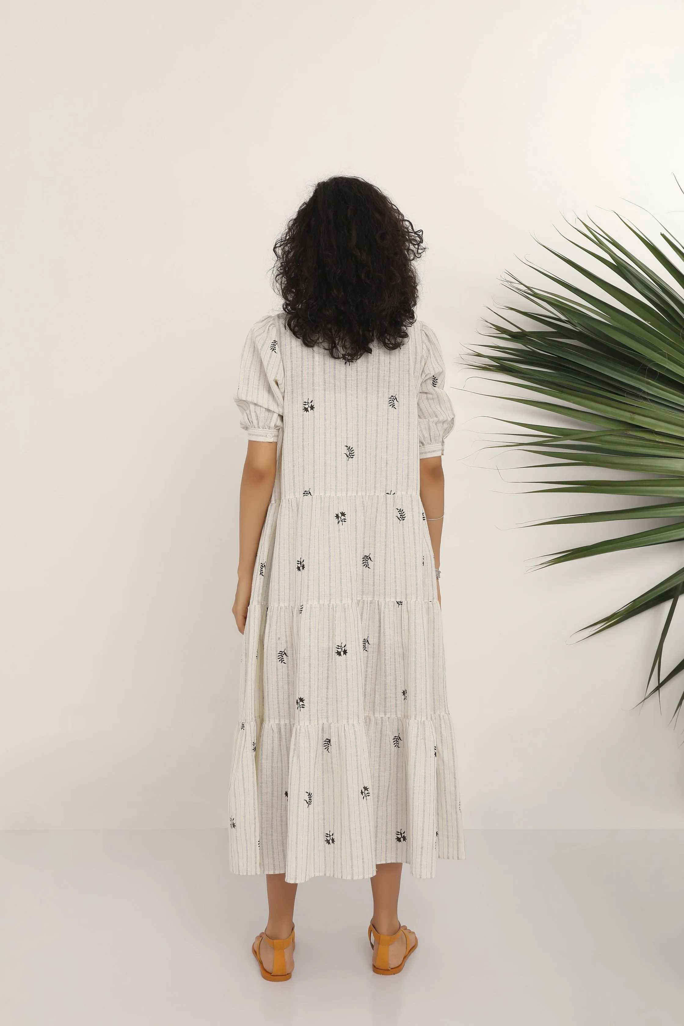 Lekha Dress - Black and White Block Print