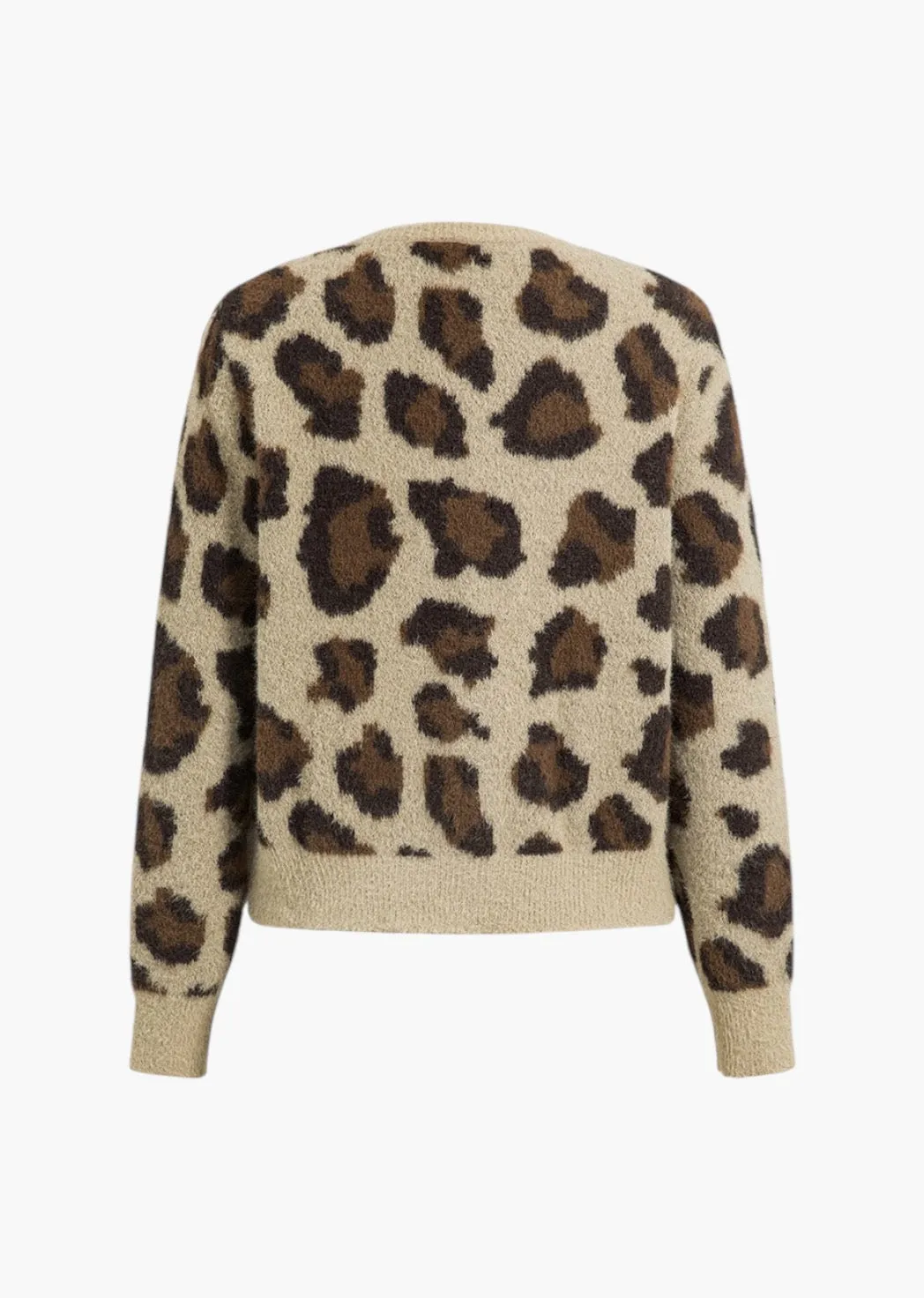 Leopard Print Angora Knit Cardigan