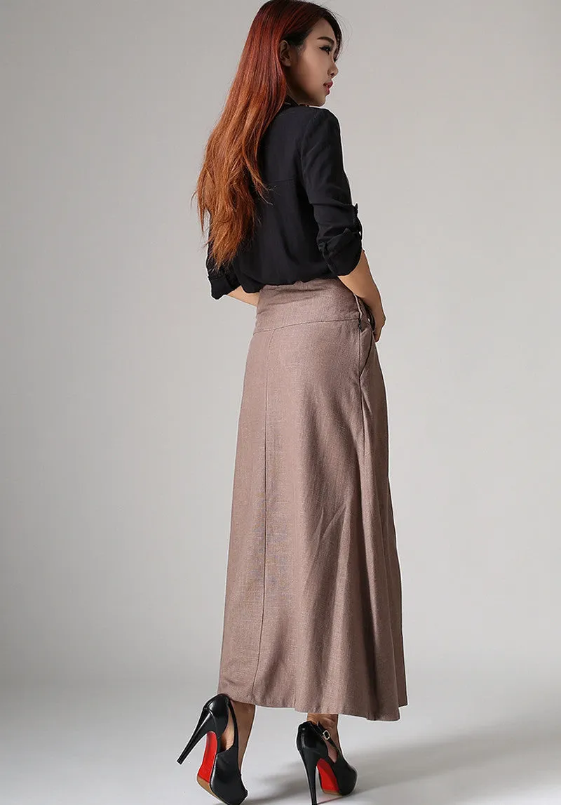 Linen skirt women long skirt maxi skirt (1033)