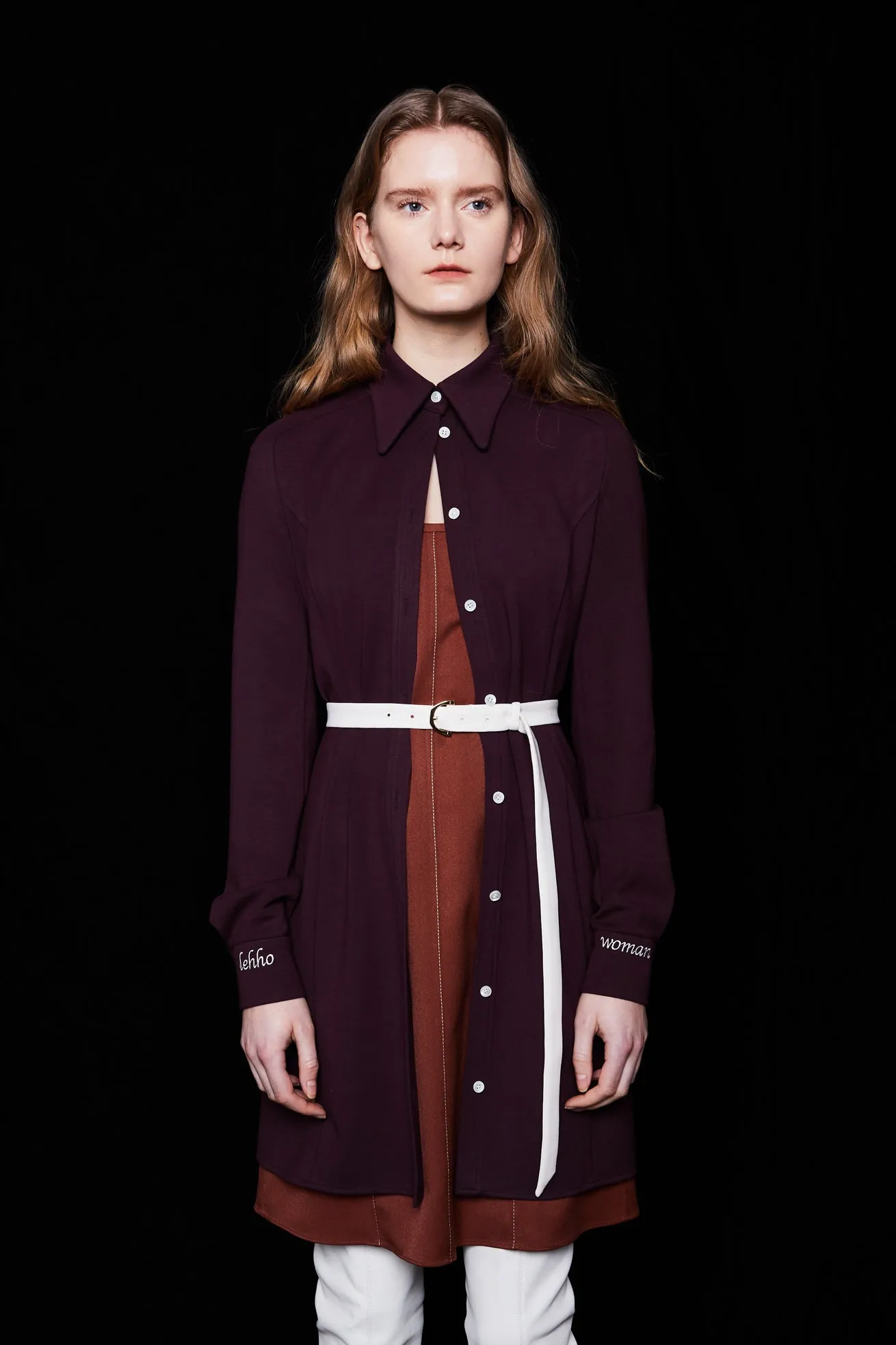 LOLI MATTE CREPE JERSEY SHIRT DRESS