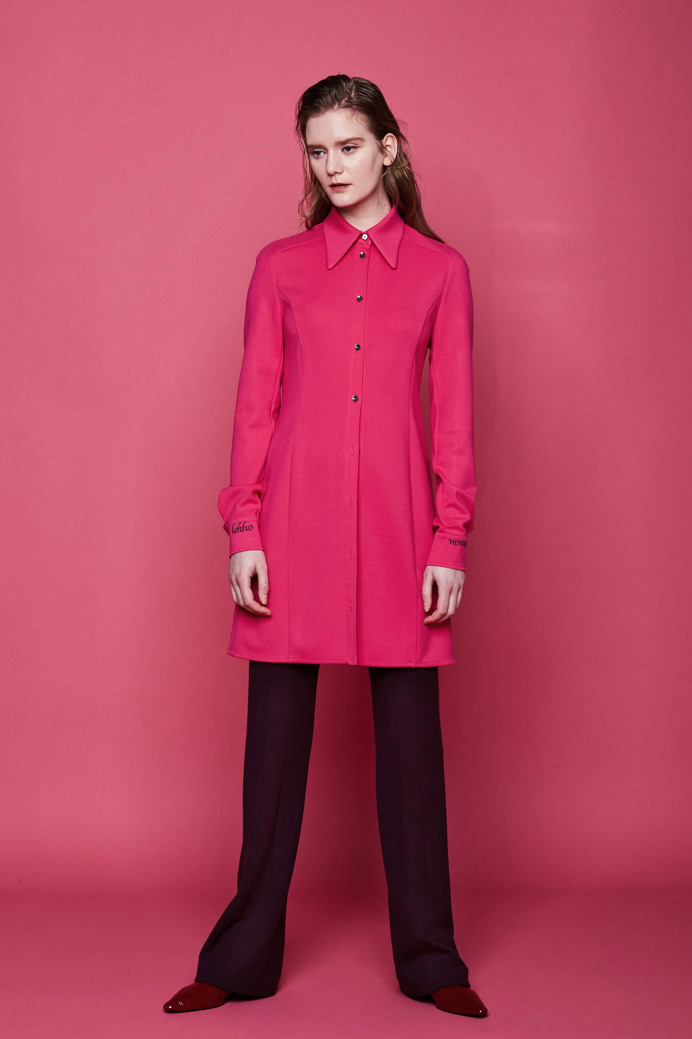 LOLI MATTE CREPE JERSEY SHIRT DRESS