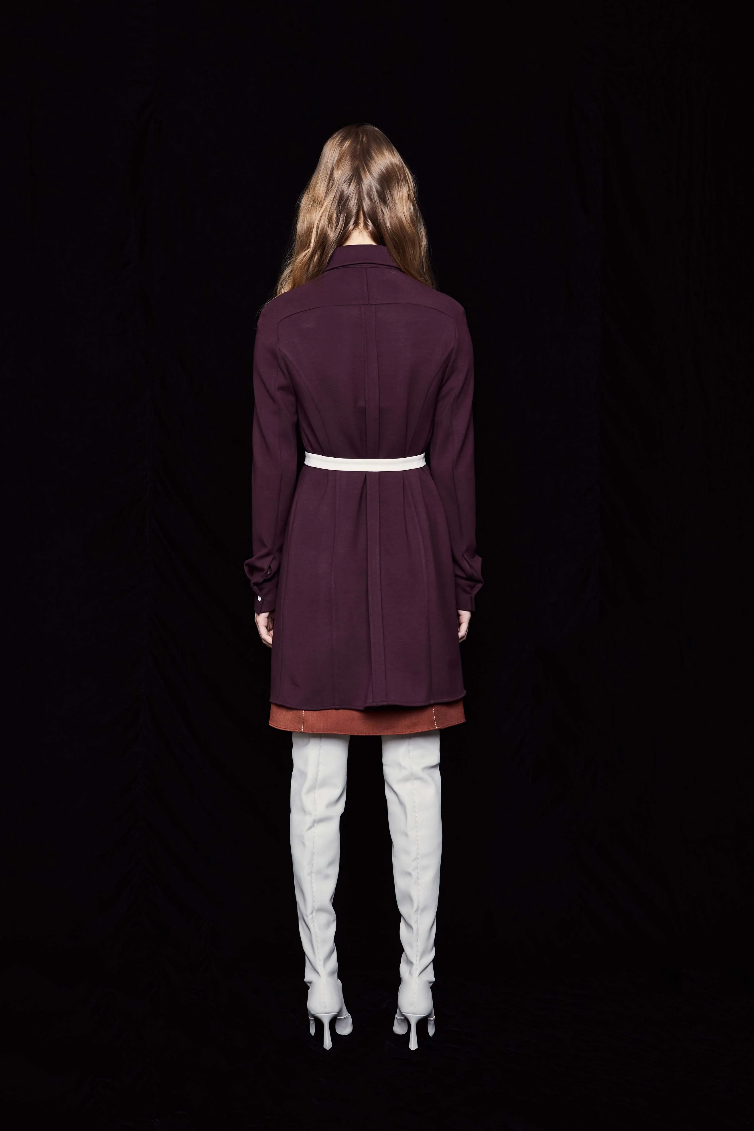 LOLI MATTE CREPE JERSEY SHIRT DRESS