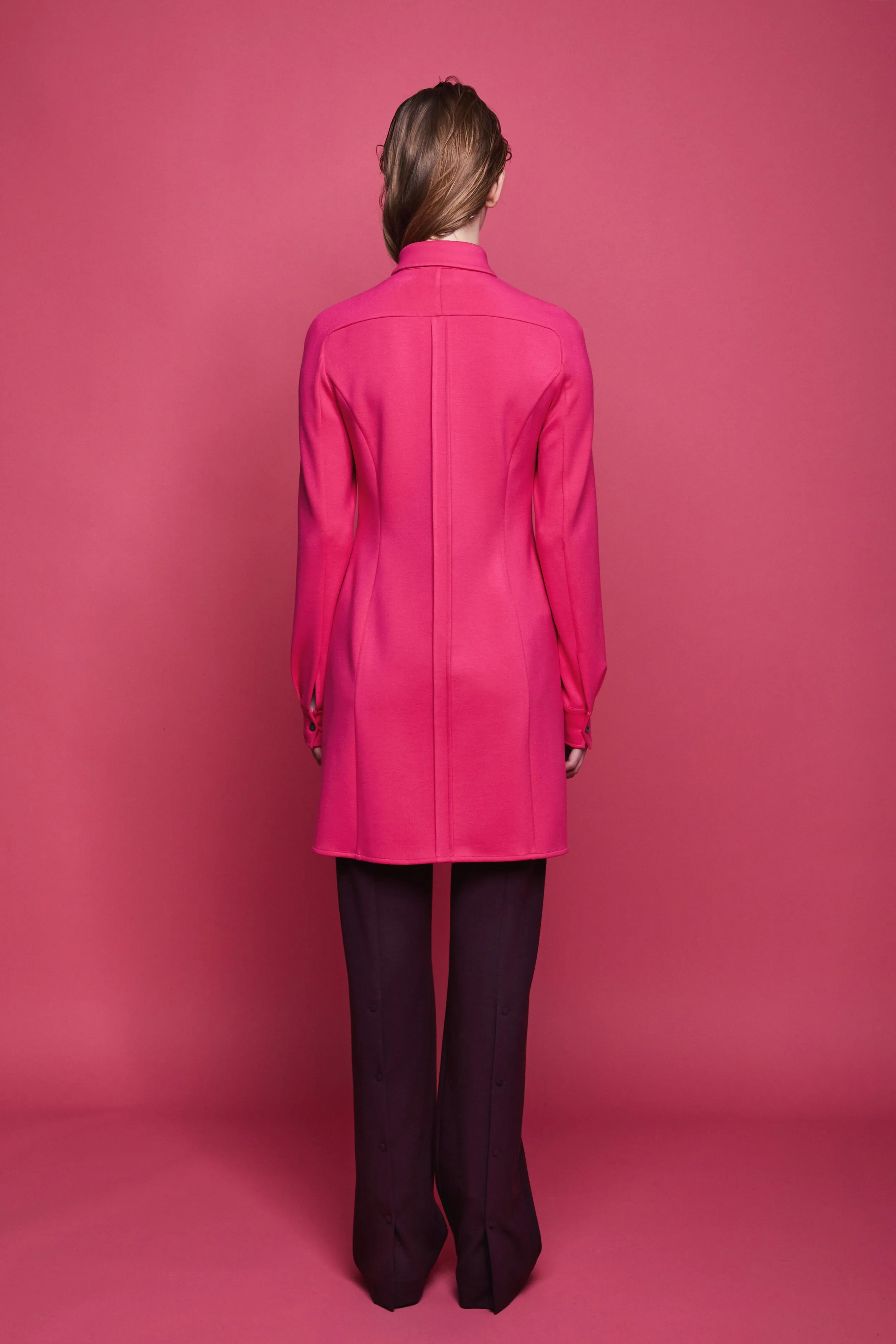 LOLI MATTE CREPE JERSEY SHIRT DRESS