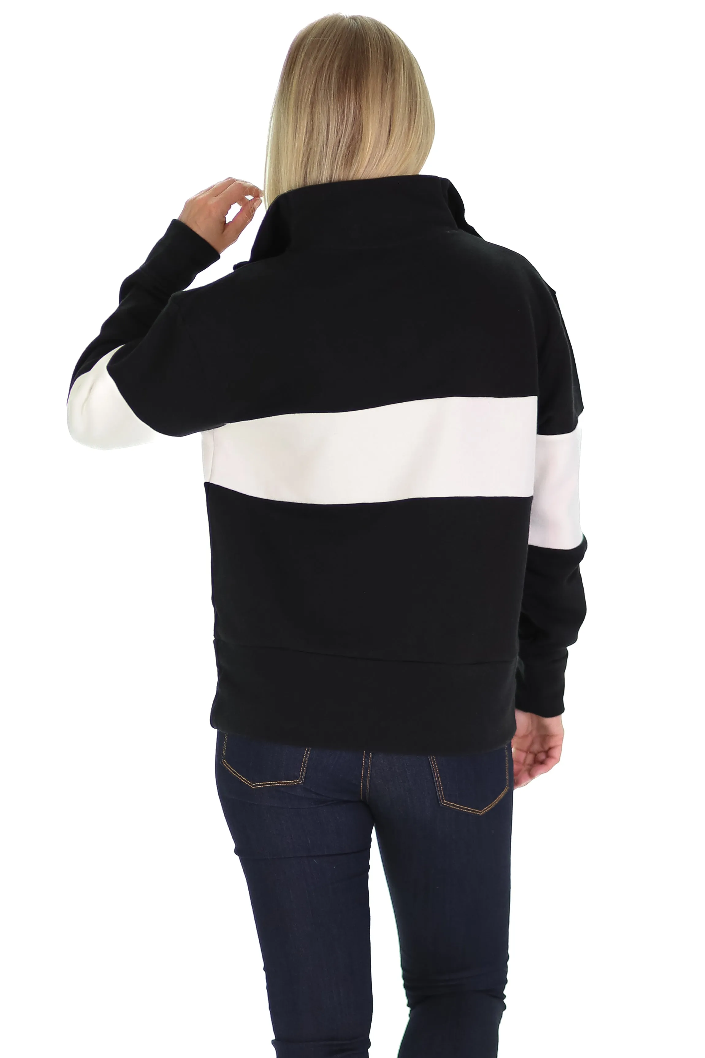Lottie Quarter Zip in Black Colorblock
