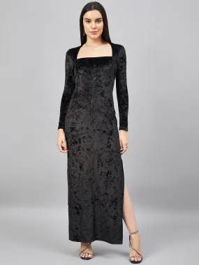 Luxe Black Velvet Maxi Dress