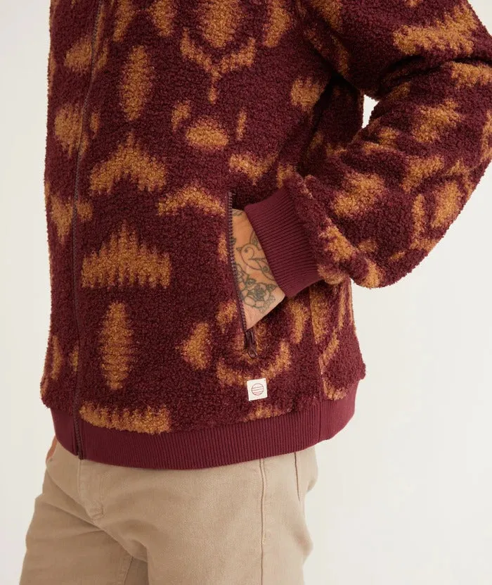 Marine Layer Burgundy Geo Print Sherpa Full Zip