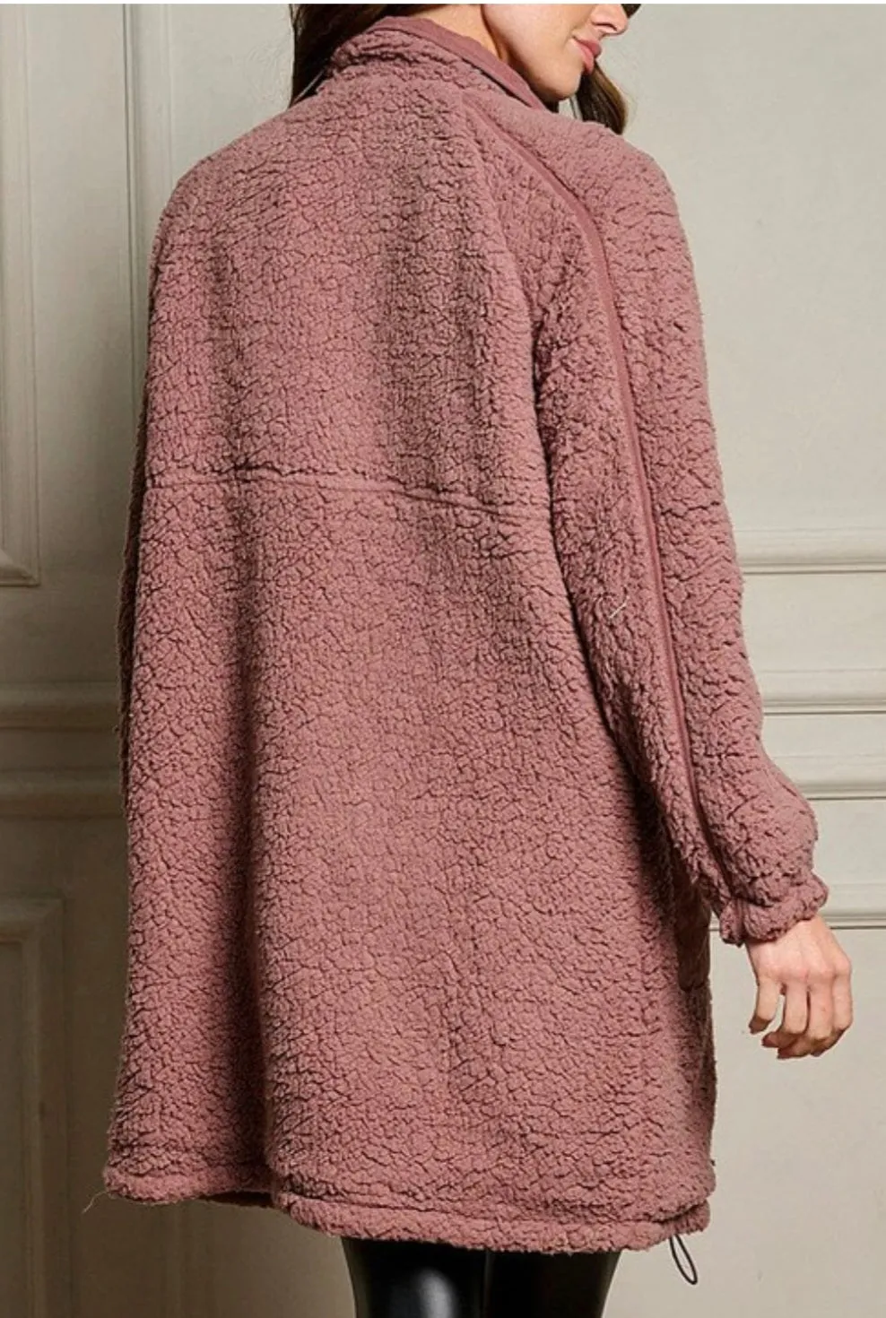 Mauve Long Sherpa Jacket