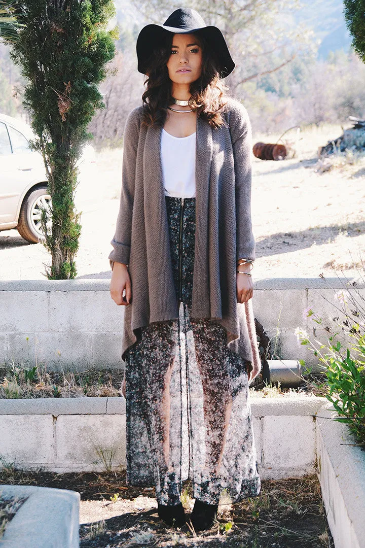 Maxi Skirt in Zip Printed Chiffon