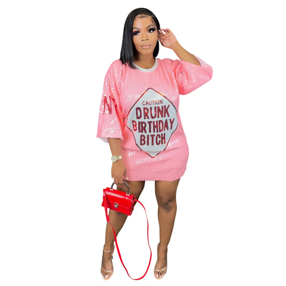 MB FASHION SEQUIN MINI SHIRT LOOSE DRESS 9984LY
