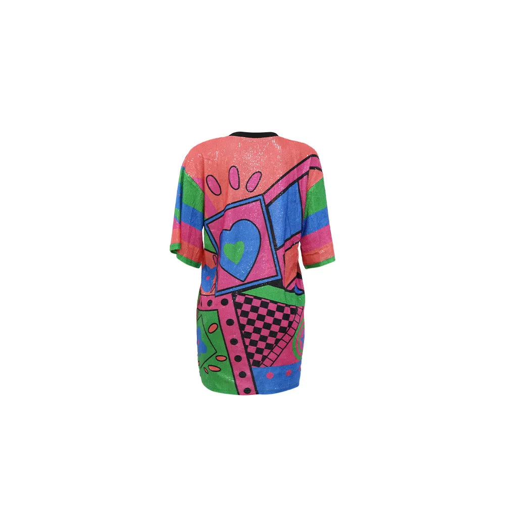 MB FASHION SEQUIN MINI SHIRT LOOSE DRESS 9984LY