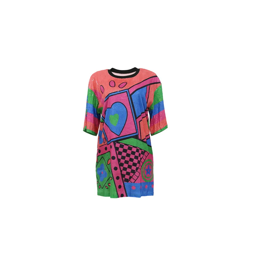 MB FASHION SEQUIN MINI SHIRT LOOSE DRESS 9984LY