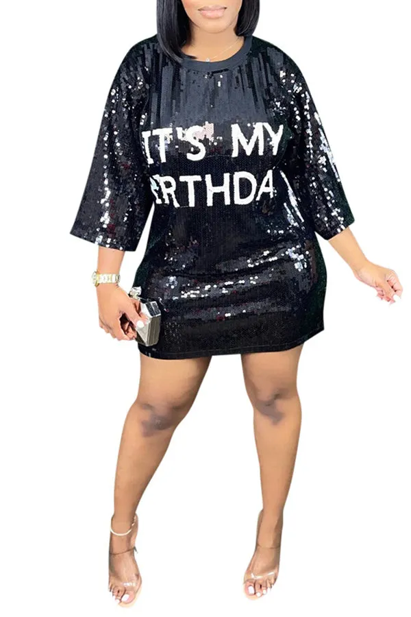 MB FASHION SEQUIN MINI SHIRT LOOSE DRESS 9984LY
