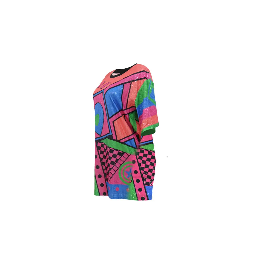 MB FASHION SEQUIN MINI SHIRT LOOSE DRESS 9984LY