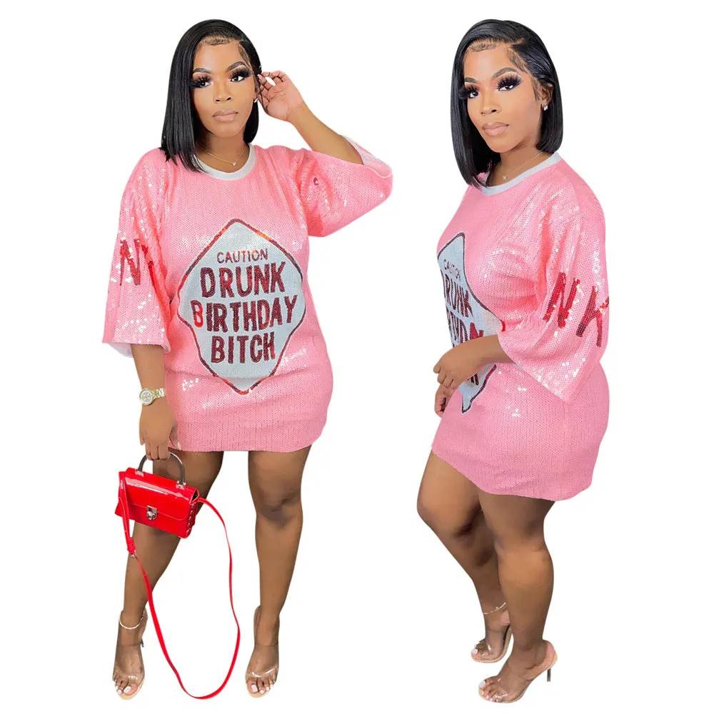 MB FASHION SEQUIN MINI SHIRT LOOSE DRESS 9984LY