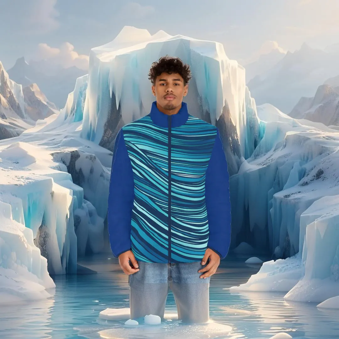 Men's Puffer Jacket - Ocean Waves