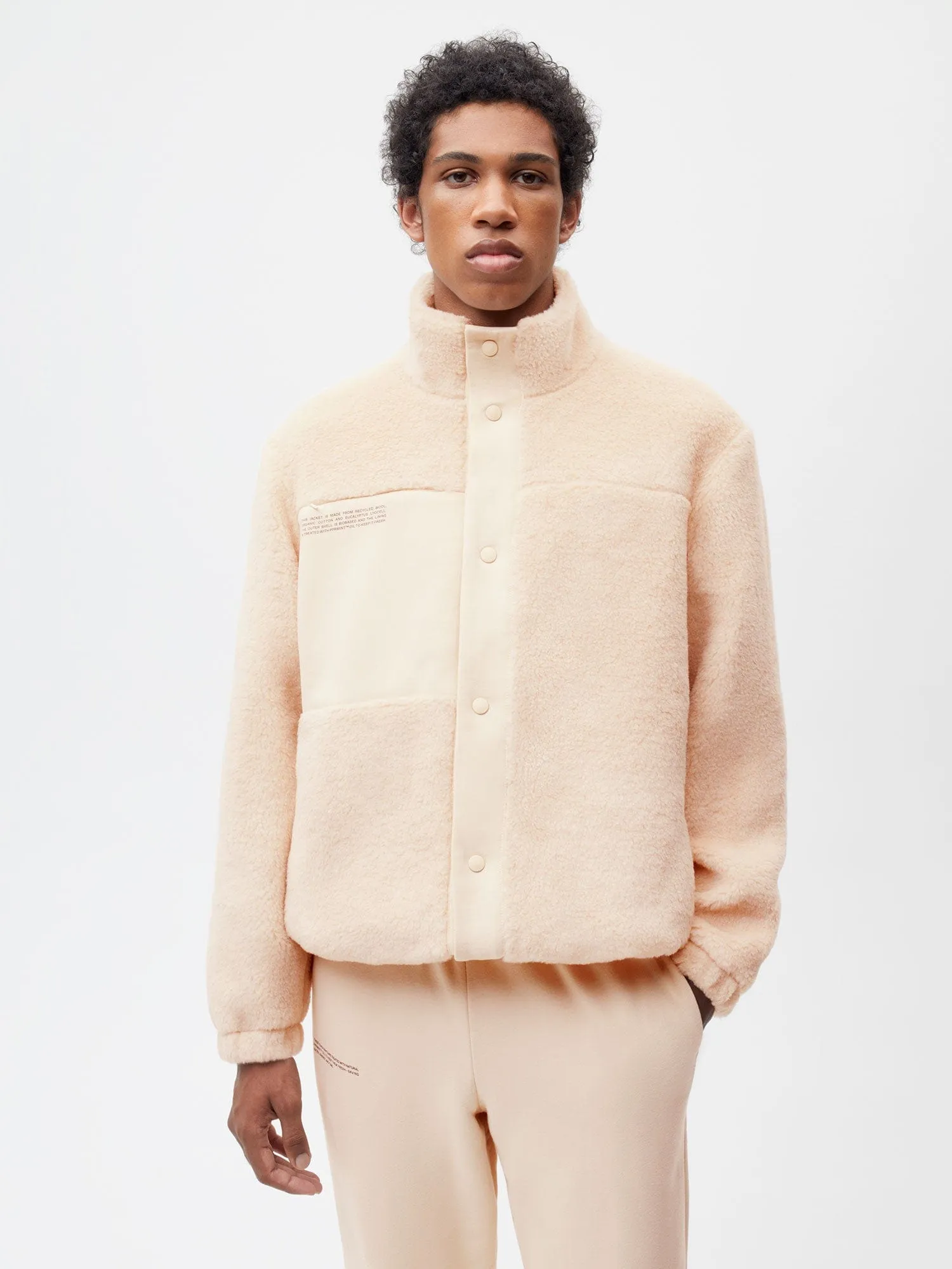 Mens Recycled Wool Fleece Jacket—sand